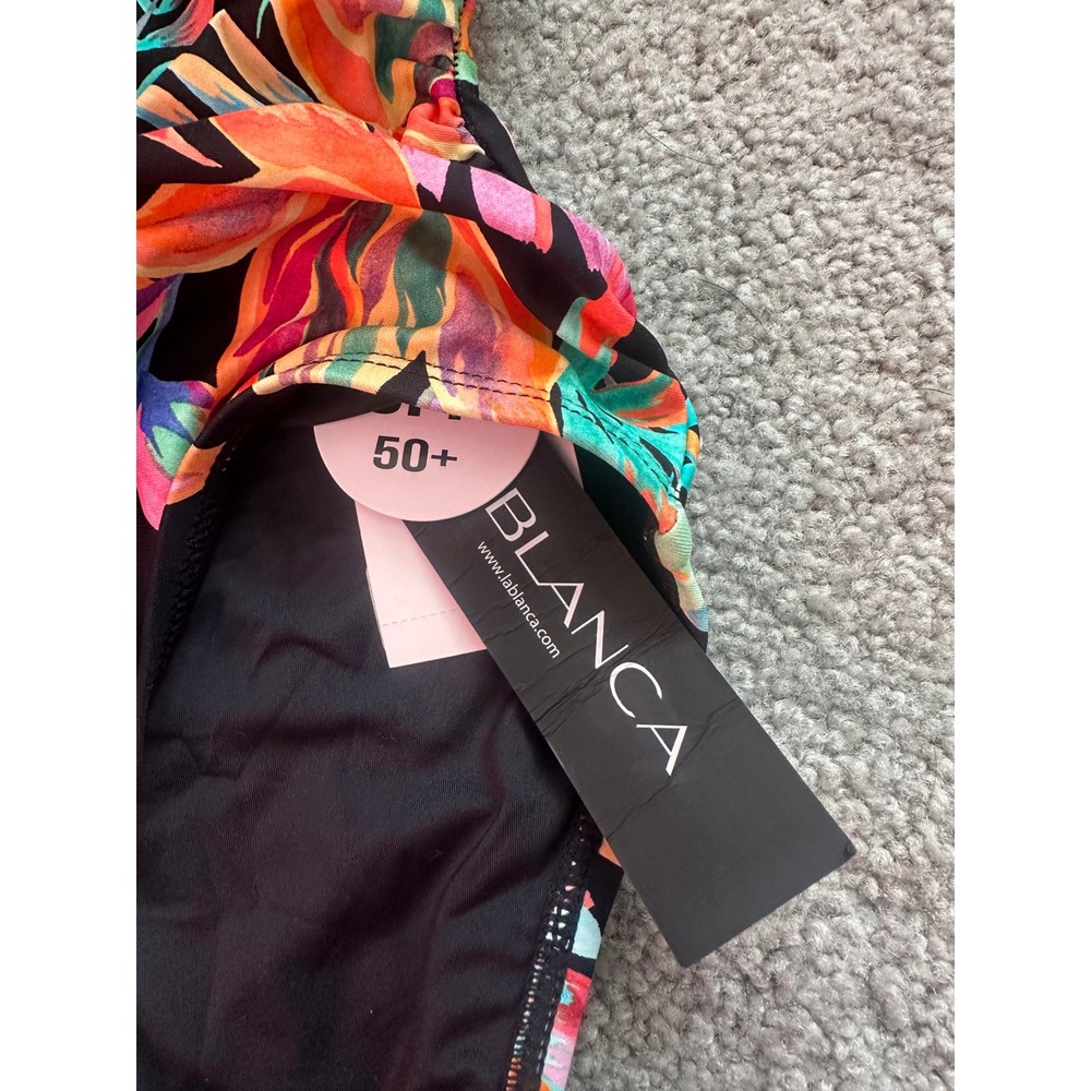 La Blanca Tropical Floral Off The Shoulder One Piece Swimsuit UPF 50+ Size 8 - Picture 3 of 6